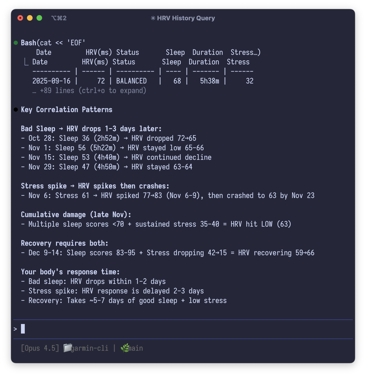 HRV Analysis from Garmin Data